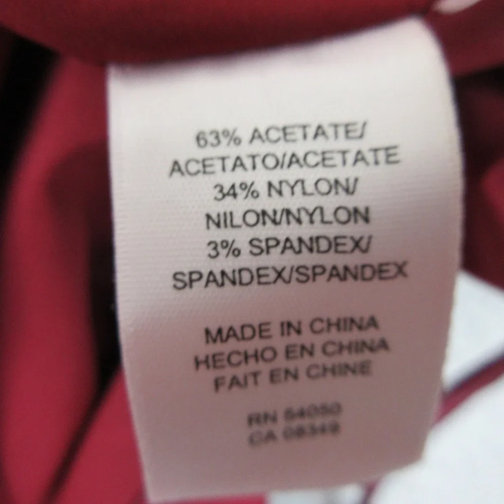 Jones New York Satin Dress Womens 12 Red Short Sleeve Jewel Neck Party Cocktail - Picture 12 of 16